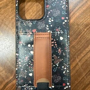 Elegant Floral Phone Case with Brown Strap